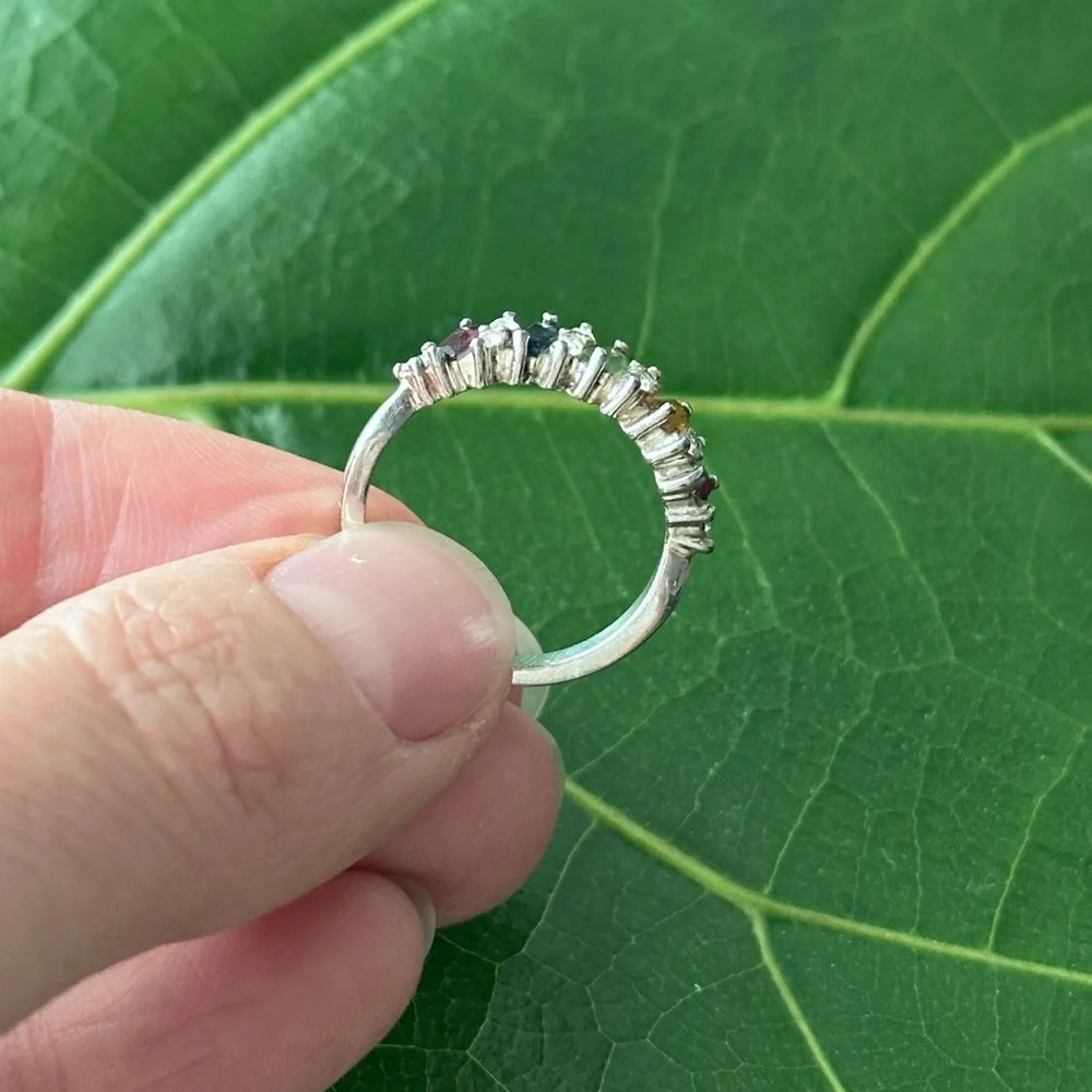 Elegant Multi-Stone Silver Ring